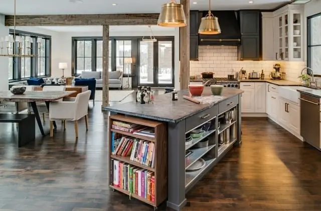 кухонный остров место для хранения книг дизайн Bay Cabinetry Design Studio кухонный остров место для хранения книг дизайн Bay Cabinetry Design Studio