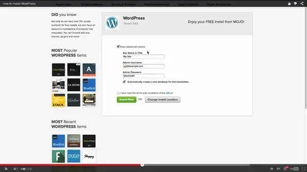 Установить WordPress