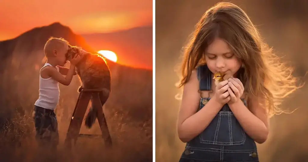 Фотограф Лиза Холлоуэй красиво запечатлела своих детей с сельскохозяйственными животными