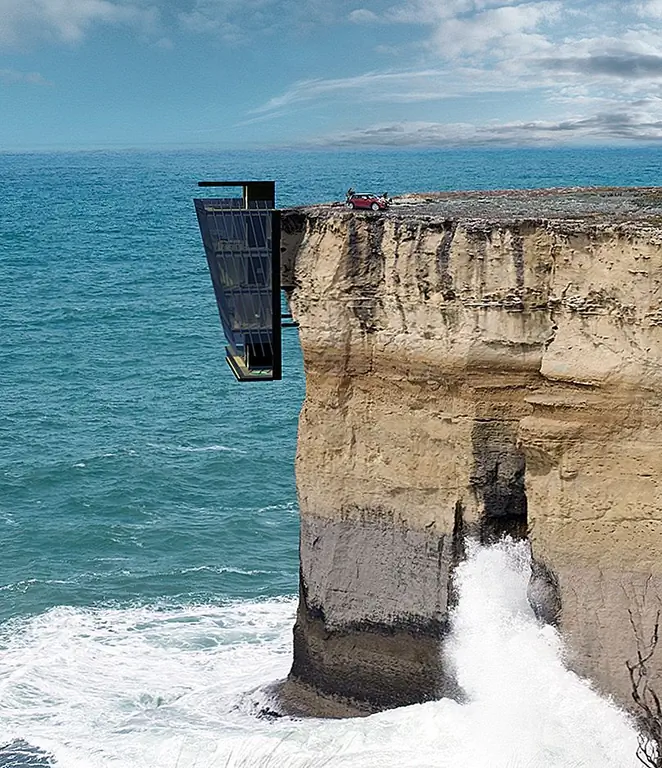 Дублированный Cliff House, это концептуальный праздник, запланированный компанией Modscape, специализирующейся на устойчивой и модульной архитектуре. Они изготавливают сборные дома и коммерческие здания с использованием модулей. Каждый модуль представляет собой стальную раму с конструктивно изолированными панелями, и их можно использовать для создания практически любой конфигурации пространств с безграничной возможностью отделки.