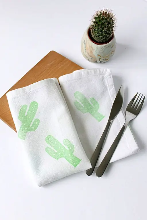 DIY Lino Print Кактусовые салфетки