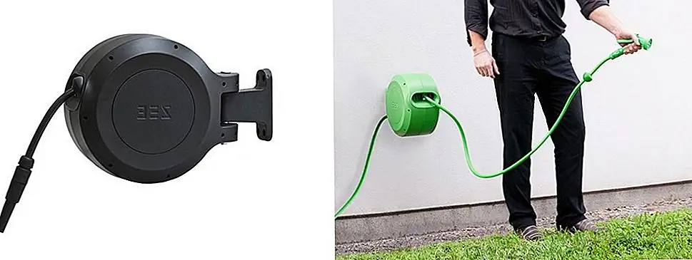 Разработанный, чтобы быть практичным и простым в использовании, Mirtoon Automatic Hose Reel сохраняет ваш садовый шланг, свернутый и хранящийся внутри корпуса, установленного на внешней стене вашего дома. Шланг автоматически останавливается и втягивается с нежным рывком, а оболочка, удерживающая его, может поворачиваться на 180 градусов. Он выполнен из пластика и поставляется в двух размерах, небольших и больших. Пистолет-распылитель имеет пять настроек и регулируемое сопло.