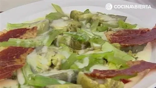 Бораго и артишоки с картофельным кремом