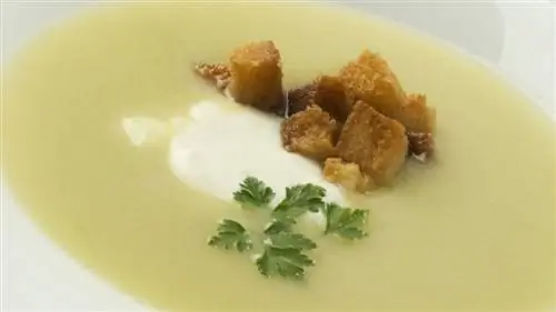 Капустный суп с жареным хлебом
