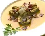 Артишоки с тыквенным кремом и ветчиной