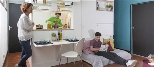 Этот многофункциональный предмет мебели площадью 6 м² скрывает кухню, ванную комнату и кровать