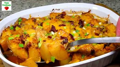Лучшая запеканка из курицы и картофеля с начинкой