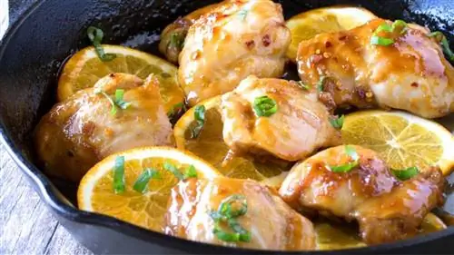 Рецепт куриных бедер в апельсиновой глазури на сковороде