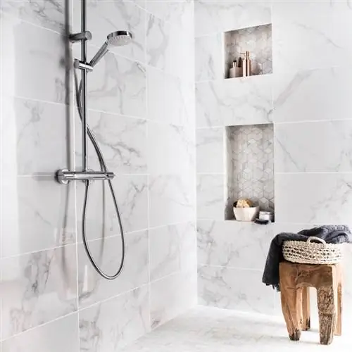 Настенная плитка Carrara белая, Murano l30,5 x L56 см, 29,95 евро/м2. Настенная мозаика Murano Hexa White Carrara, 16,95 евро/шт, Леруа Мерлен. Настенная плитка Carrara белая, Murano l30,5 x L56 см, 29,95 евро/м2. Настенная мозаика Murano Hexa White Carrara, 16,95 евро/шт, Леруа Мерлен.