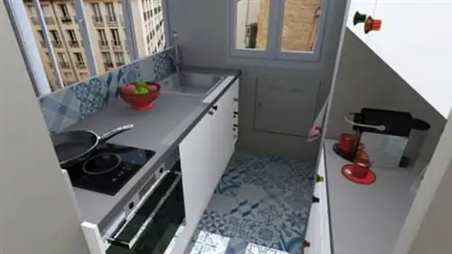 "3D-план кухни с барной стойкой и цементной плиткой - архитектор Шарлотта Суассон Ленорман и декоратор Валери Лапорт Волатье "3D-план кухни с барной стойкой и цементной плиткой - архитектор Шарлотта Суассон Ленорман и декоратор Валери Лапорт Волатье