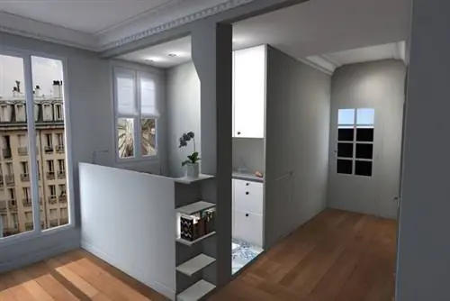 3D план кухни с барной стойкой - архитектор Шарлотта Суассон Ленорман и декоратор Валери Лапорт Волатье 3D план кухни с барной стойкой - архитектор Шарлотта Суассон Ленорман и декоратор Валери Лапорт Волатье