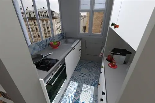 "3D-план кухни с барной стойкой и цементной плиткой - архитектор Шарлотта Суассон Ленорман и декоратор Валери Лапорт Волатье "3D-план кухни с барной стойкой и цементной плиткой - архитектор Шарлотта Суассон Ленорман и декоратор Валери Лапорт Волатье