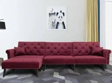 George Oliver Alsatia 115-дюймовый широкий бархатный двусторонний диван-кровать и шезлонг George Oliver Alsatia 115-дюймовый широкий бархатный двусторонний диван-кровать и шезлонг