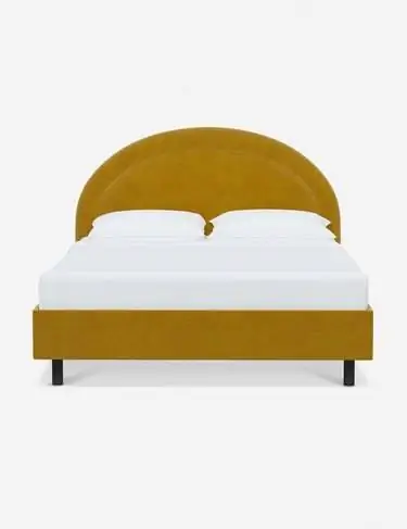бархатная кровать на платформе Goldenrod с арочным изголовьем бархатная кровать на платформе Goldenrod с арочным изголовьем