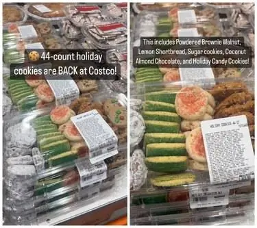 Рядом праздничное печенье из 44 штук от Costco.