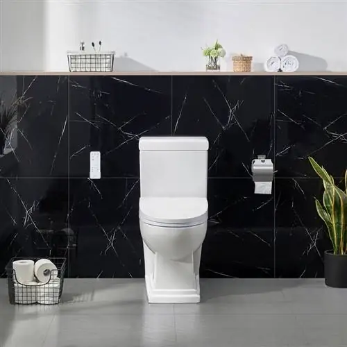 Удлиненное двухсекционное сиденье для унитаза Ove decors с двойным смывом в комплекте.
