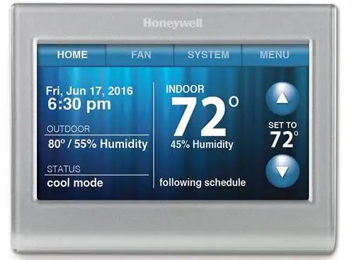 Honeywell RTH958OWF Интеллектуальный Wi-Fi 7-дневный программируемый цветной сенсорный термостат Honeywell RTH958OWF Интеллектуальный Wi-Fi 7-дневный программируемый цветной сенсорный термостат