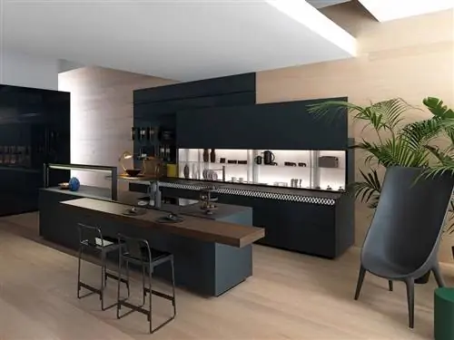 Линейная кухня TM italia cucine с островом d90 Линейная кухня TM italia cucine с островом d90
