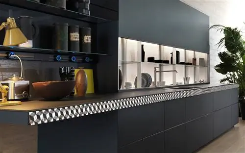 Линейная кухня TM italia cucine с островом d90 Линейная кухня TM italia cucine с островом d90