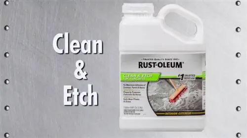 Подготовьте бетонный пол с помощью Rust Oleum Clean Etch Подготовьте бетонный пол с помощью Rust Oleum Clean Etch
