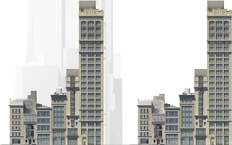 Оригинальная (слева) и обновленная визуализация Пятой авеню, 204 - CetraRuddy Architects Оригинальная (слева) и обновленная визуализация Пятой авеню, 204 - CetraRuddy Architects