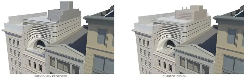 Оригинальная (слева) и обновленная визуализация Пятой авеню, 204 - CetraRuddy Architects Оригинальная (слева) и обновленная визуализация Пятой авеню, 204 - CetraRuddy Architects