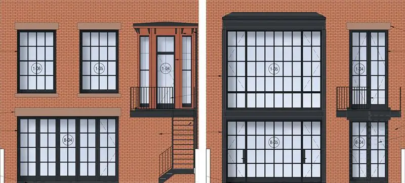 Существующие (слева) и предлагаемые условия на заднем фасаде 11 Cranberry Street - Архитектура HS2