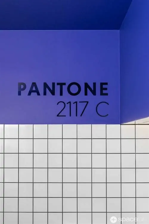 современная офисная ванная комната с акцентами Pantone 2117C