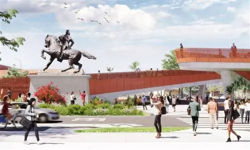Центральная часть Destination Crenshaw, заполненного скульптурами общественного пространства на юге Лос-Анджелеса, которое откроется в начале осени