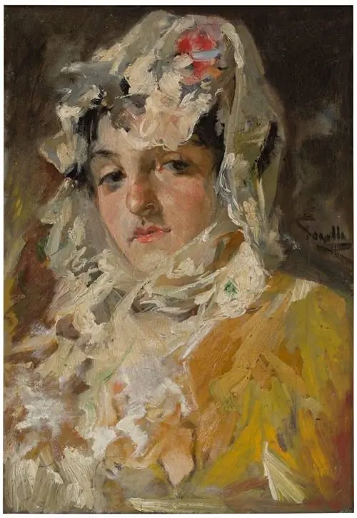 Cabeza de mujer con mantilla blanca Хоакина Сорольи (около 1882 г.) Cabeza de mujer con mantilla blanca Хоакина Сорольи (около 1882 г.)