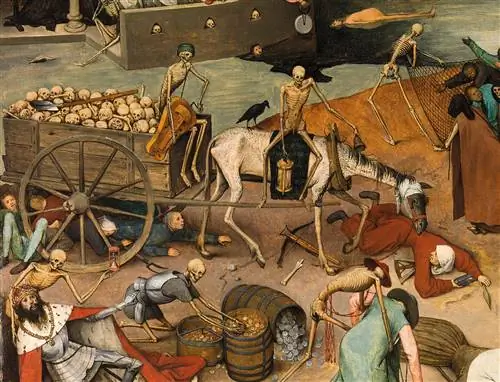 Утерянные детали в «Триумфе смерти» (1562-63; фрагмент) были восстановлены с использованием копий работы, сделанной сыновьями Брейгеля. Утерянные детали в «Триумфе смерти» (1562-63; фрагмент) были восстановлены с использованием копий работы, сделанной сыновьями Брейгеля.