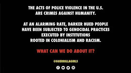 Guerrilla Girls отвечают движению Black Lives Matter в новом видео, которое будет выпущено в субботу, 20 июня, в рамках онлайн-сериала Art Night «Трейлеры». Guerrilla Girls отвечают движению Black Lives Matter в новом видео, которое будет выпущено в субботу, 20 июня, в рамках онлайн-сериала Art Night «Трейлеры».