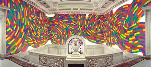 Настенный рисунок № 1131 (2004 г.) расположен в Wadsworth Atheneum в Хартфорде, Коннектикут. Настенный рисунок № 1131 (2004 г.) расположен в Wadsworth Atheneum в Хартфорде, Коннектикут.