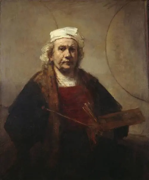 Рембрандт ван Рейн, Автопортрет с двумя кругами (около 1665 г.) Рембрандт ван Рейн, Автопортрет с двумя кругами (около 1665 г.)