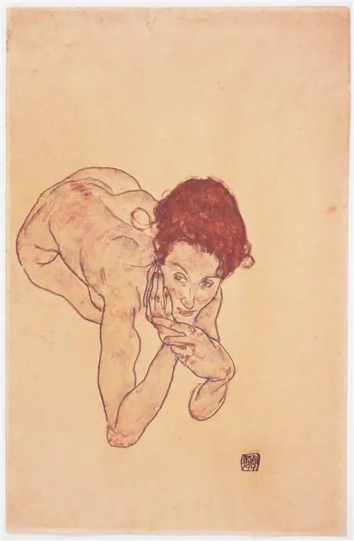 Эгон Шиле, «Крадущаяся обнаженная женщина» (Kauernder weiblicher Akt, 1917) Эгон Шиле, «Крадущаяся обнаженная женщина» (Kauernder weiblicher Akt, 1917)