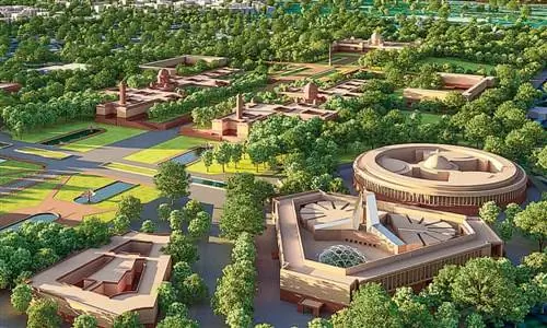 Предложение по новому дизайну Central Vista правительственных зданий в Дели. Визуализация: HCP Designs. Предложение по новому дизайну Central Vista правительственных зданий в Дели. Визуализация: HCP Designs.
