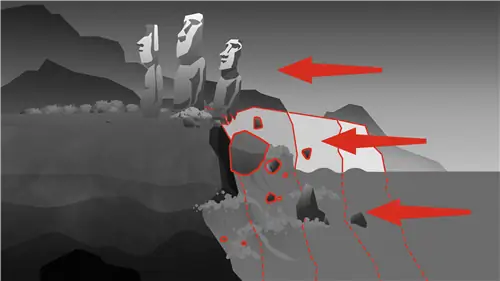 Иллюстрации ущерба, нанесенного изменением климата древним головам моаи на Рапа-Нуи (остров Пасхи) Иллюстрации ущерба, нанесенного изменением климата древним головам моаи на Рапа-Нуи (остров Пасхи)